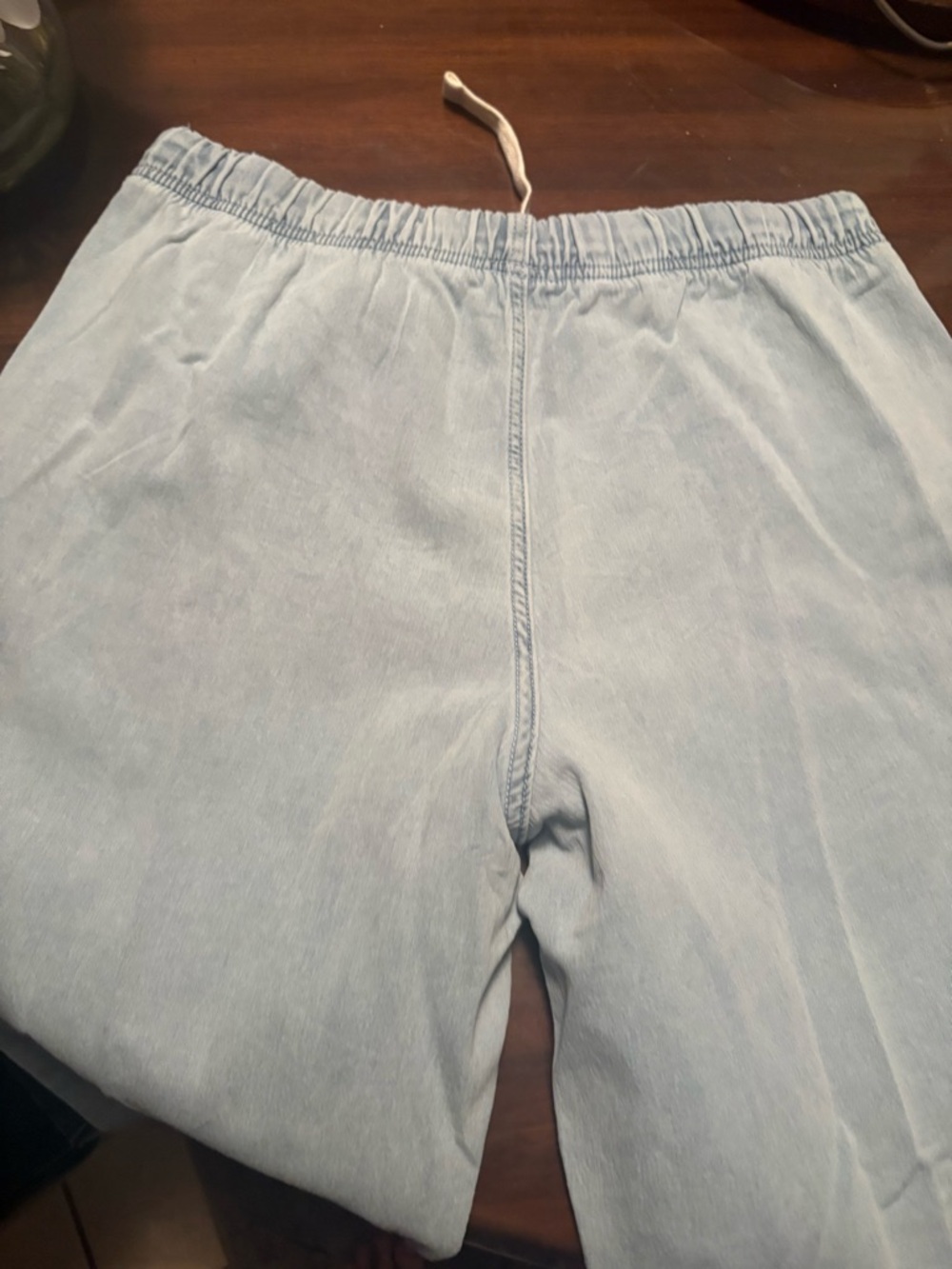 Aerie Light Wash Elastic Waist Denim Jogger Size Large New with tags